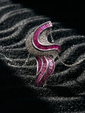 925 sterling silver sculptural pendant with ruby ombre stones