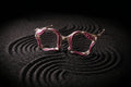 925 sterling silver statement spectacles with red ombre wave design