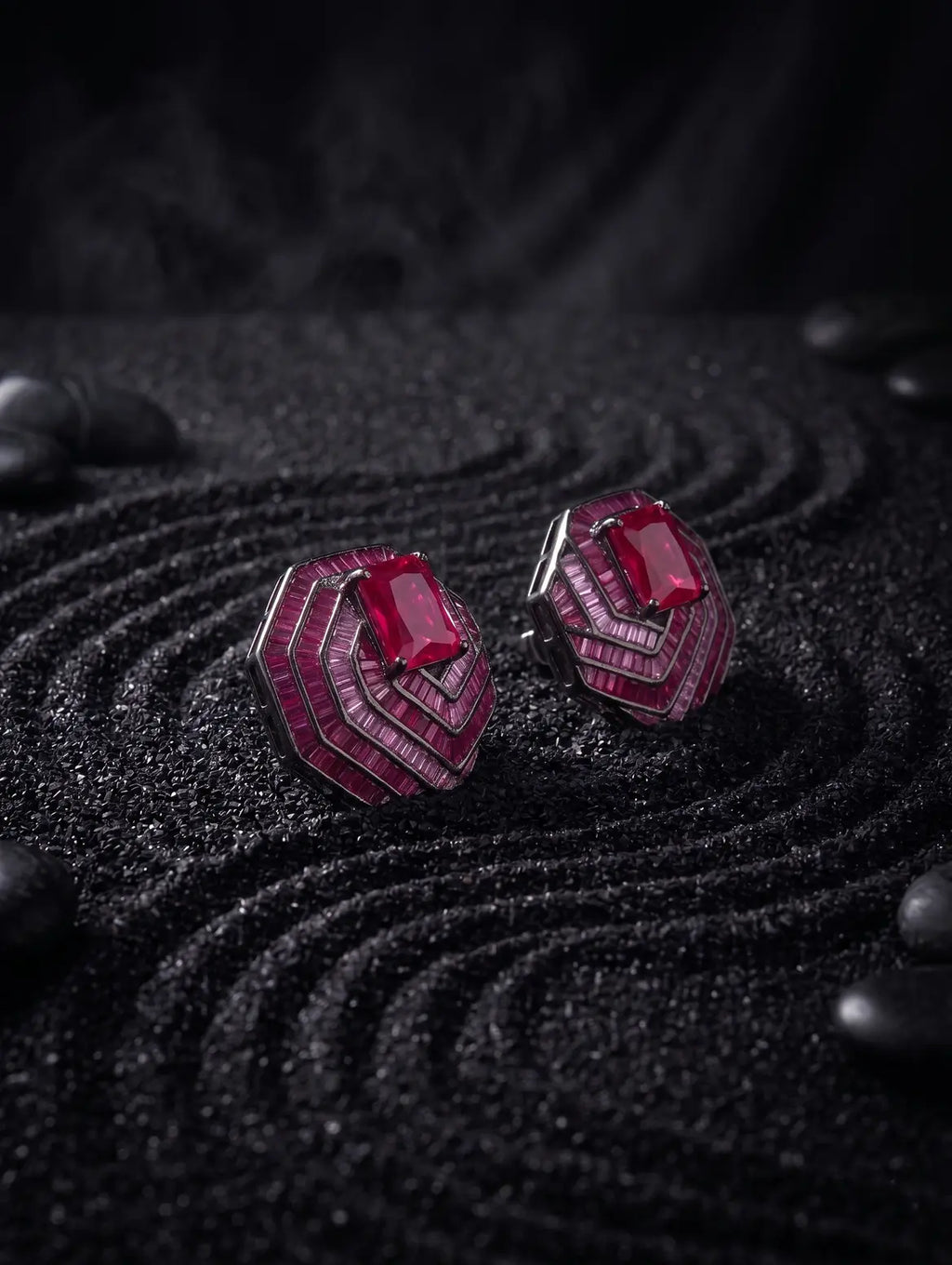 925 sterling silver statement pendant emerald cut ruby center design