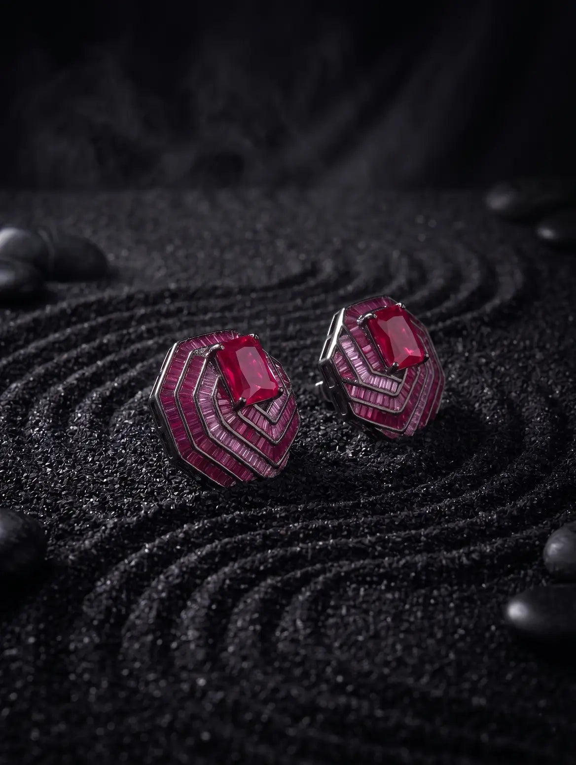 925 sterling silver statement pendant emerald cut ruby center design