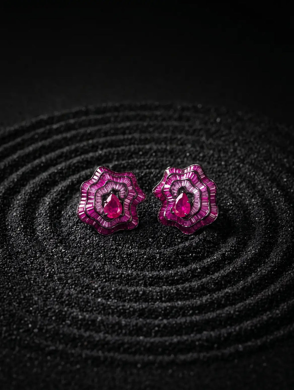 925 sterling silver pear ruby statement jewellery with ombre design