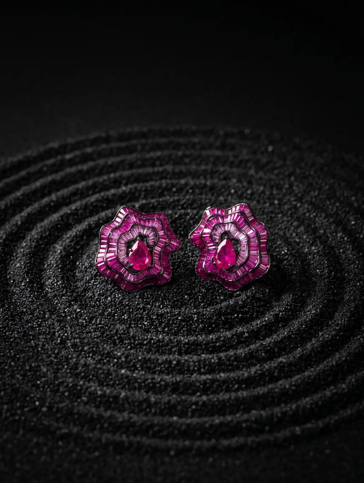 925 sterling silver pear ruby statement jewellery with ombre design