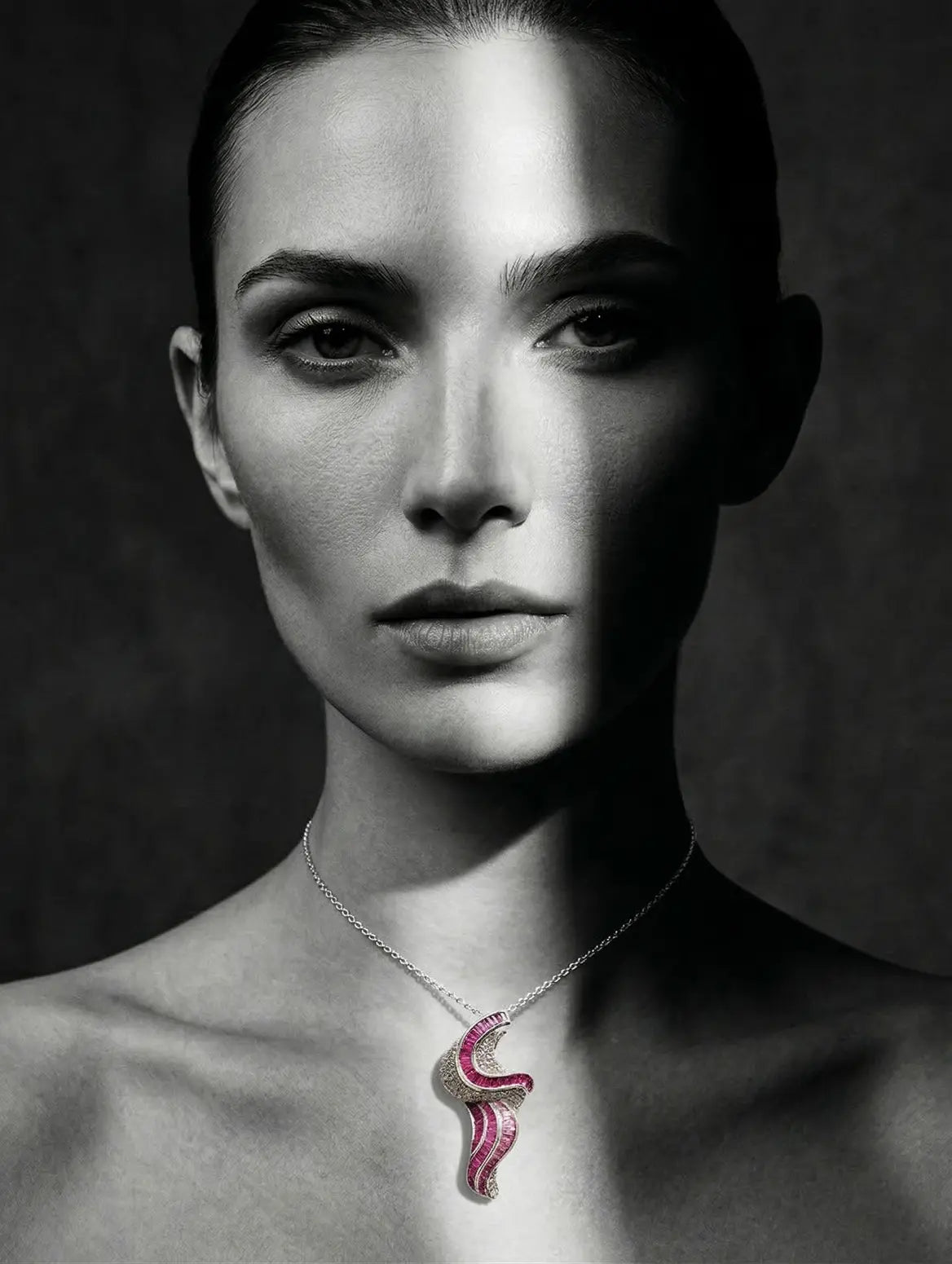 modern 925 silver statement pendant necklace styled on model