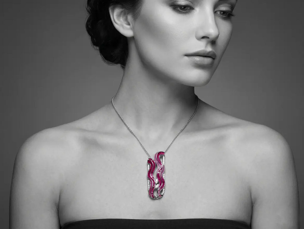 Modern 925 silver statement pendant styled on model