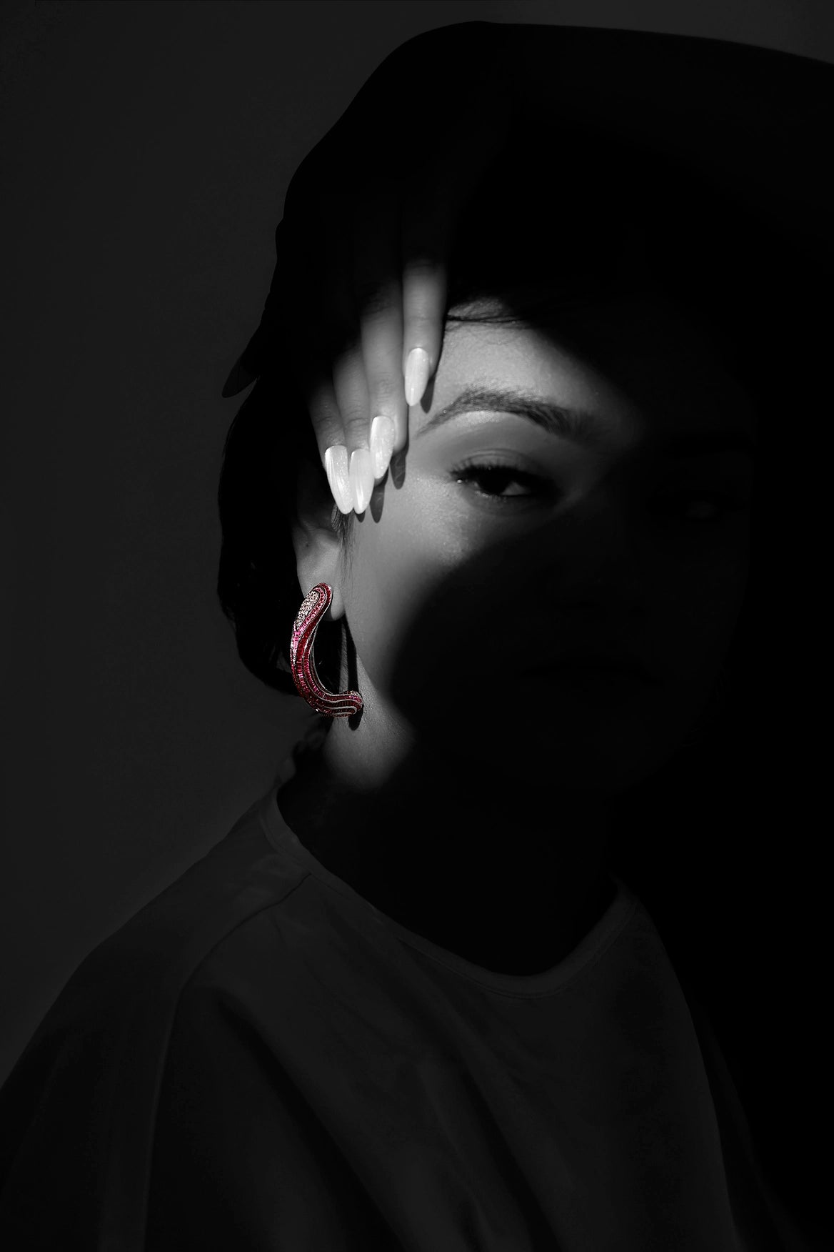 Modern 925 silver convertible pendant earrings styled on model