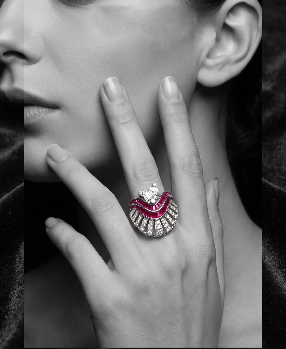 Modern 925 silver statement jewellery styled on model