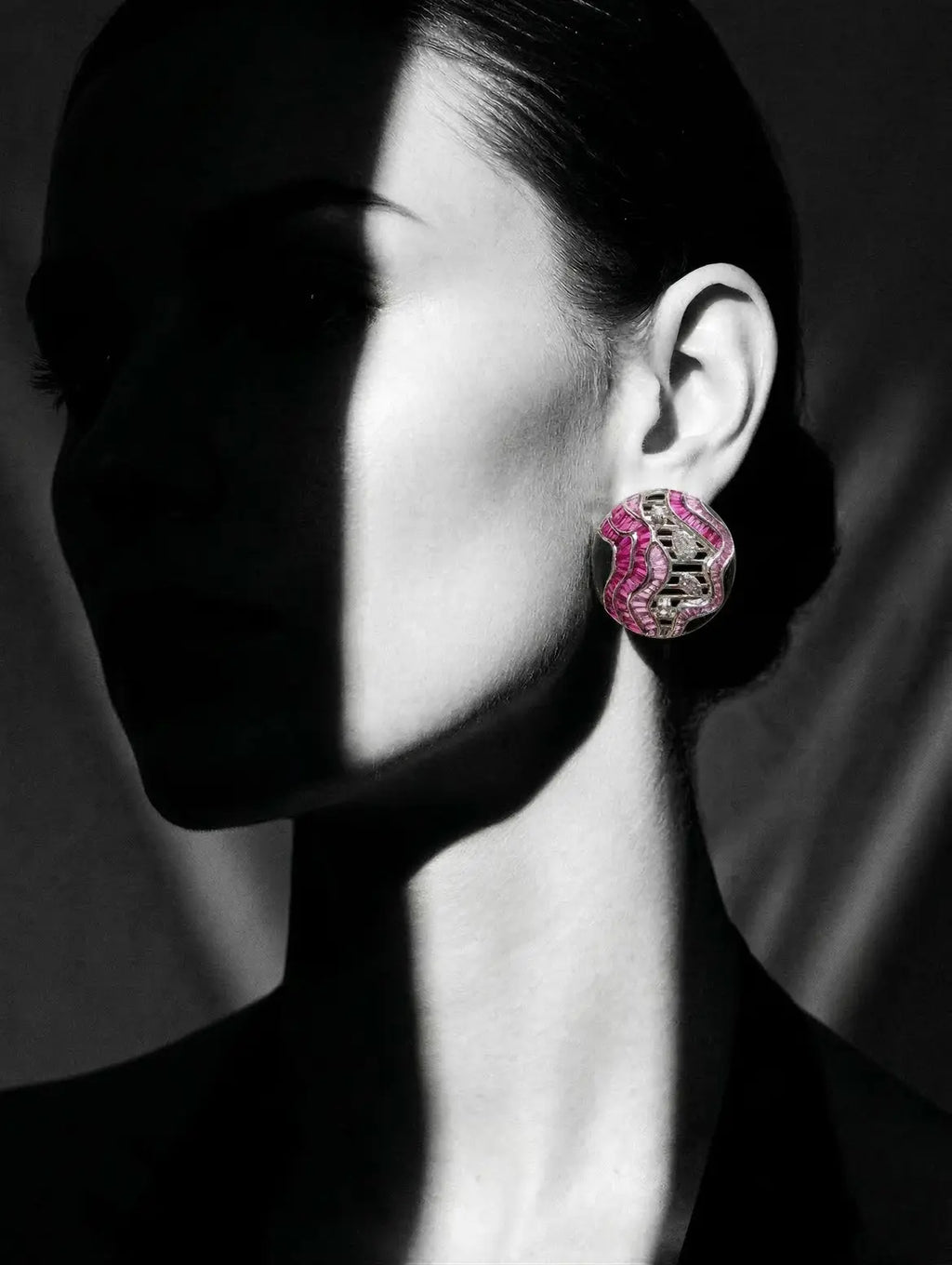 Modern 925 silver statement earrings styled on model elegant design