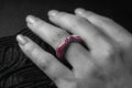 925 sterling silver convertible ring with red ombre stones statement design