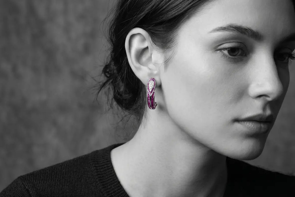 Modern 925 silver convertible ring and earrings styled on model