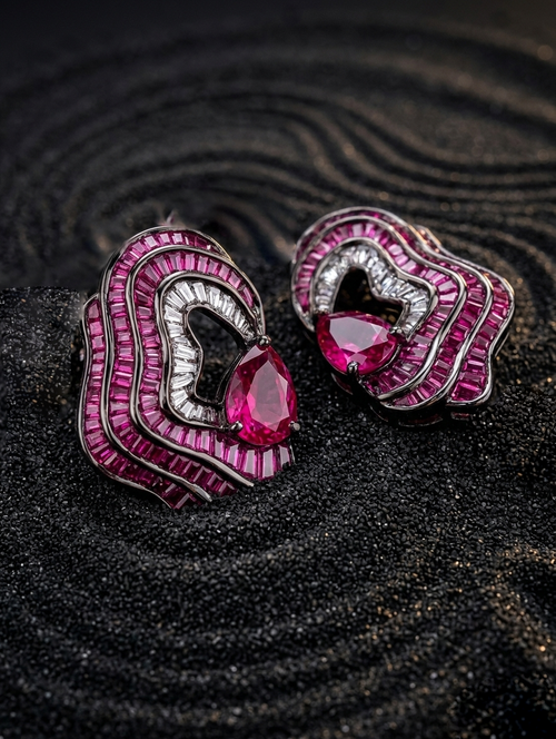 925 sterling silver ruby statement jewellery with sculpted wave design