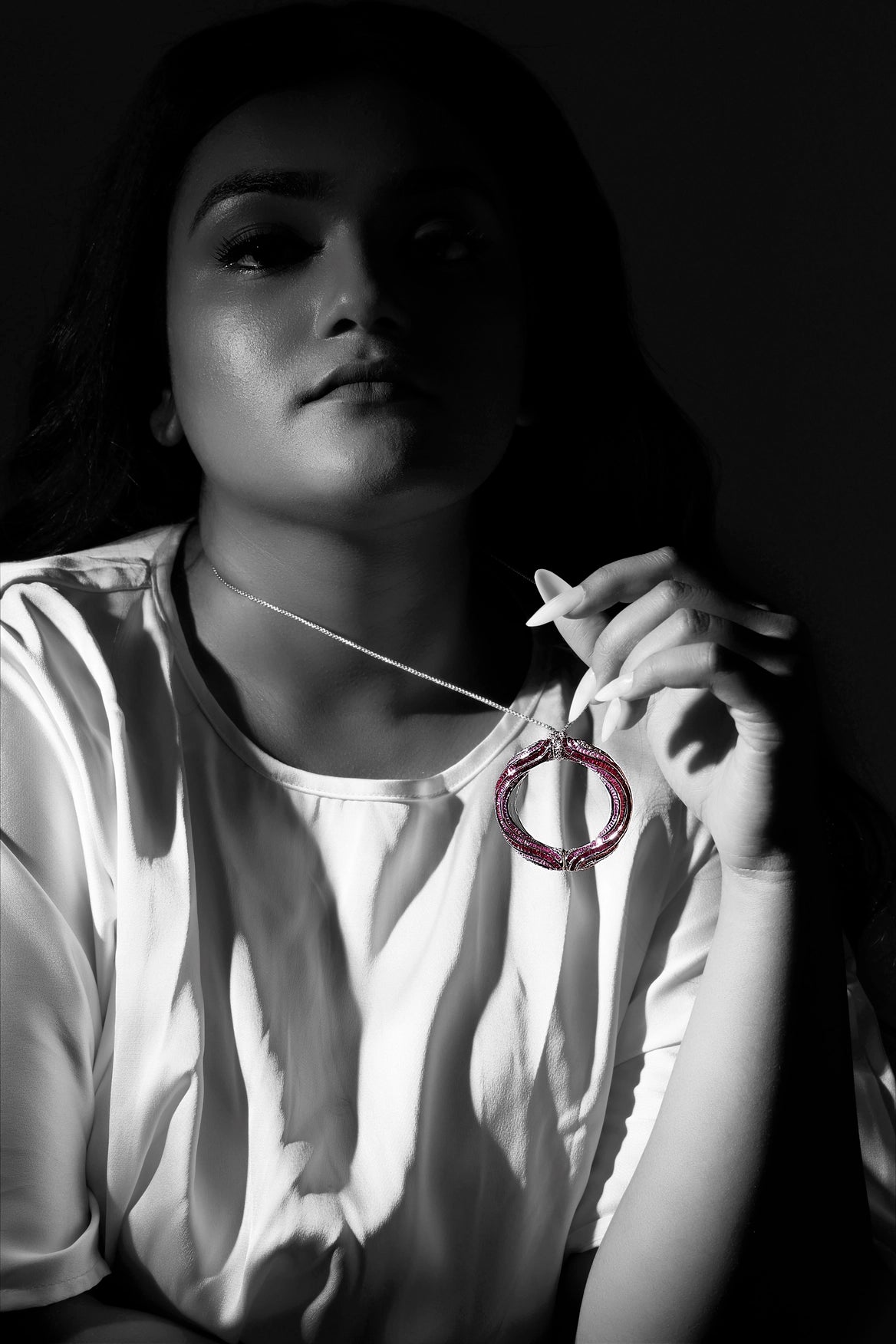 Modern 925 silver convertible pendant earrings styled on model