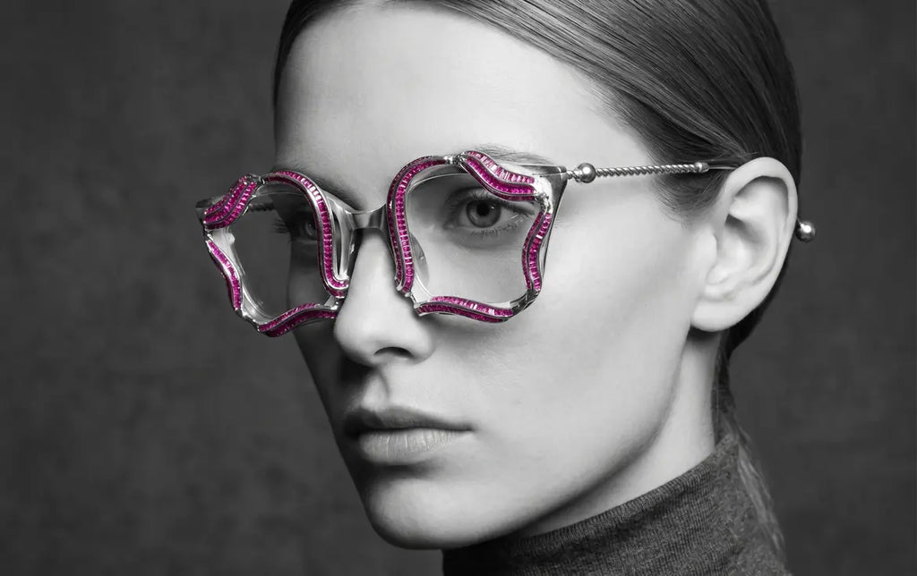 Modern 925 silver designer eyewear styled on model